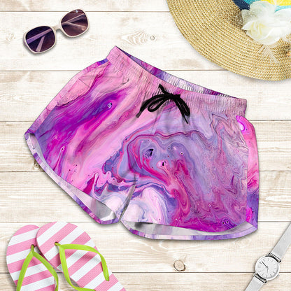 Purple Liquid Marble Print Women's Shorts