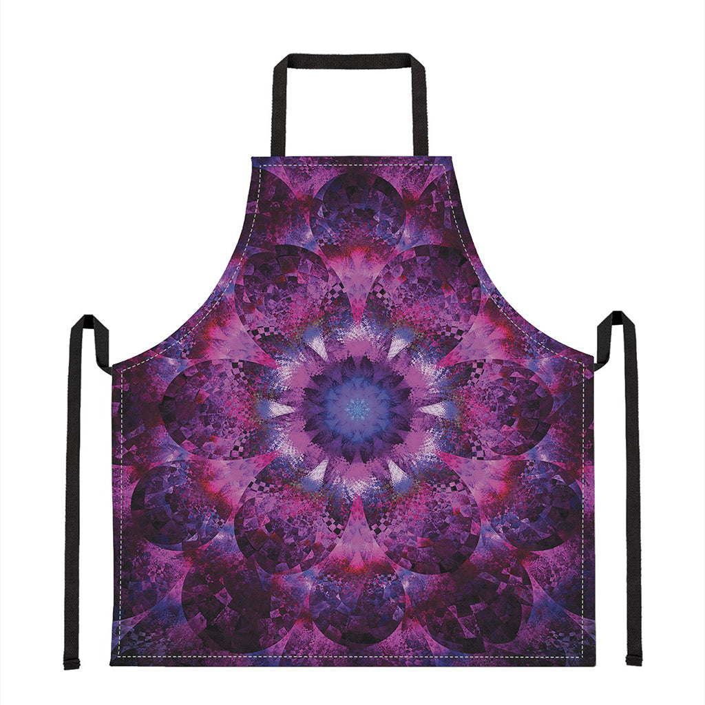 Purple Mandala Flower Print Apron