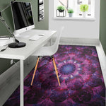 Purple Mandala Flower Print Area Rug