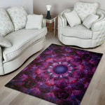 Purple Mandala Flower Print Area Rug