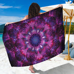 Purple Mandala Flower Print Beach Sarong Wrap