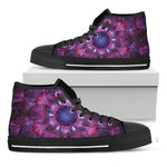 Purple Mandala Flower Print Black High Top Shoes