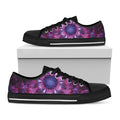 Purple Mandala Flower Print Black Low Top Sneakers