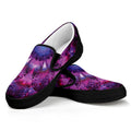 Purple Mandala Flower Print Black Slip On Sneakers