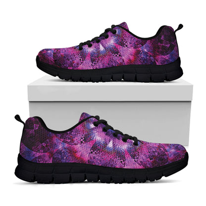 Purple Mandala Flower Print Black Sneakers