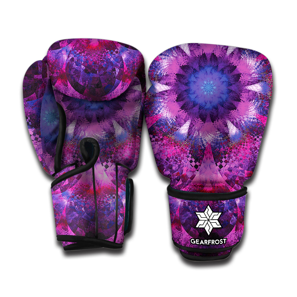 Purple Mandala Flower Print Boxing Gloves