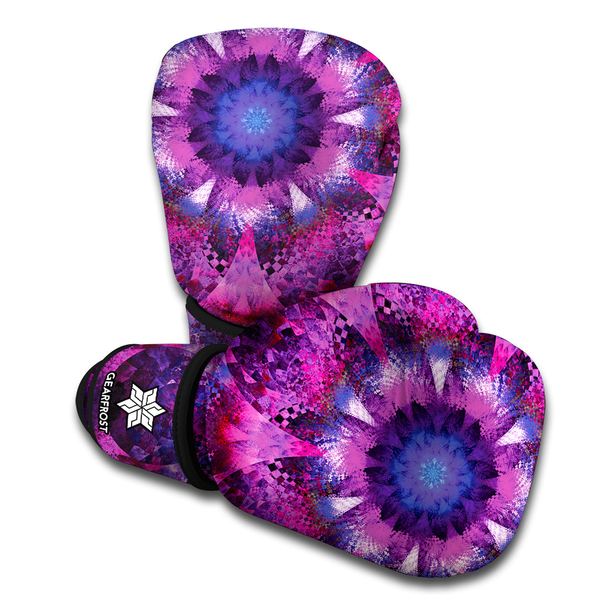 Purple Mandala Flower Print Boxing Gloves