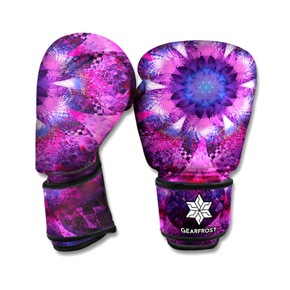 Purple Mandala Flower Print Boxing Gloves