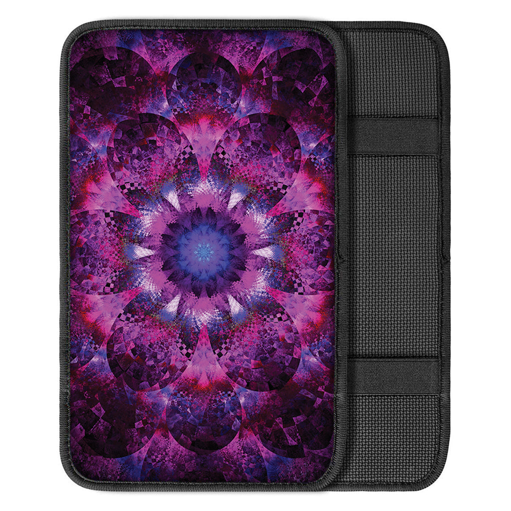 Purple Mandala Flower Print Car Center Console Cover