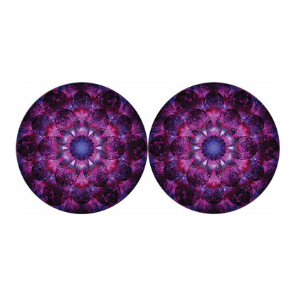 Purple Mandala Flower Print Car Coasters