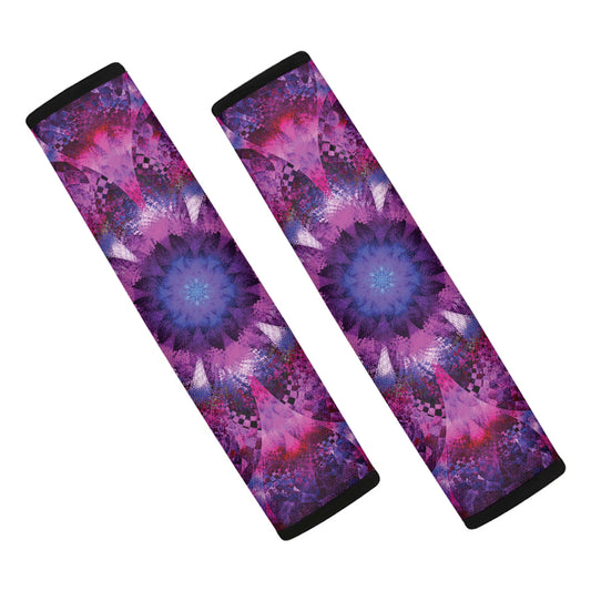 Purple Mandala Flower Print Car Seat Belt Covers