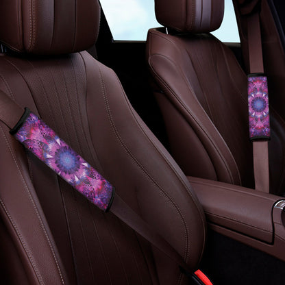 Purple Mandala Flower Print Car Seat Belt Covers