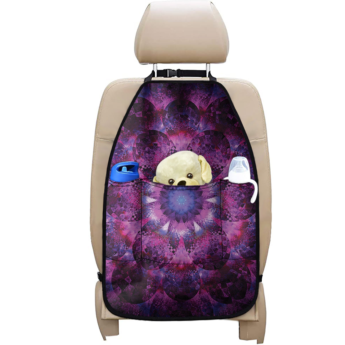 Purple Mandala Flower Print Car Seat Organizers