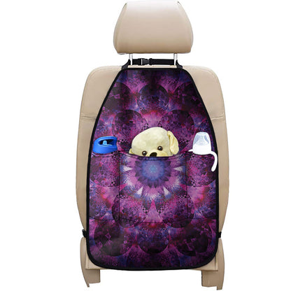 Purple Mandala Flower Print Car Seat Organizers