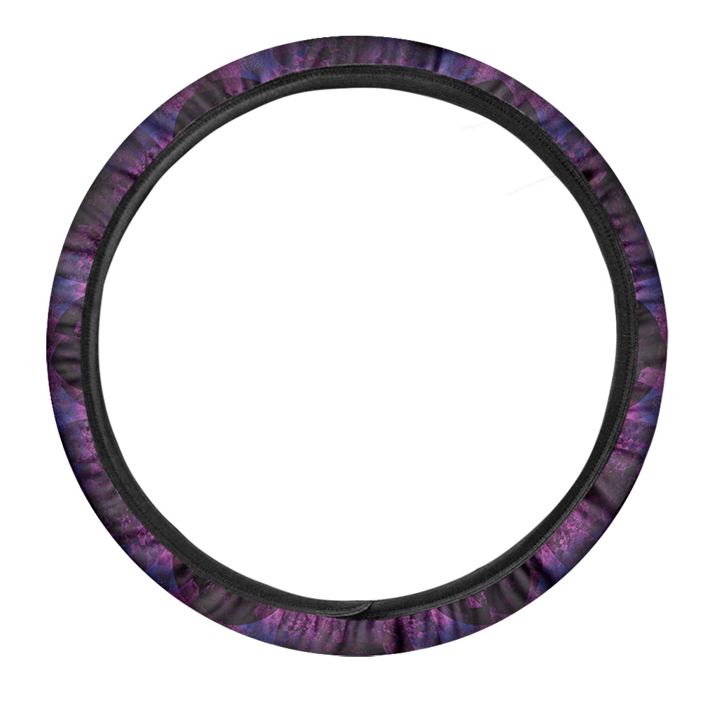 Purple Mandala Flower Print Car Steering Wheel Cover