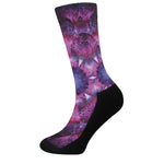 Purple Mandala Flower Print Crew Socks