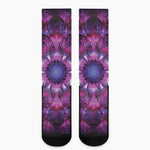Purple Mandala Flower Print Crew Socks