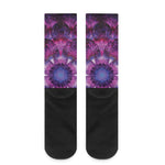 Purple Mandala Flower Print Crew Socks