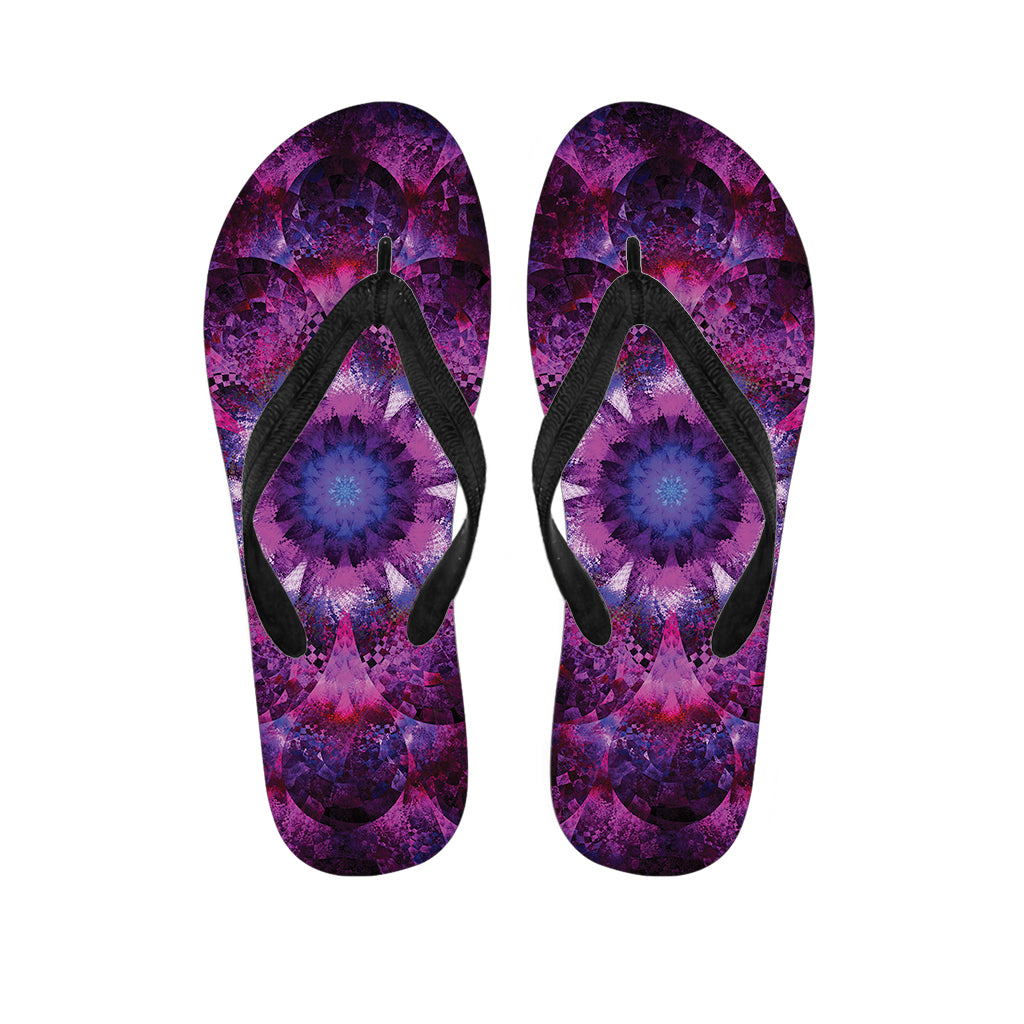 Purple Mandala Flower Print Flip Flops