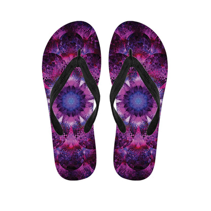 Purple Mandala Flower Print Flip Flops