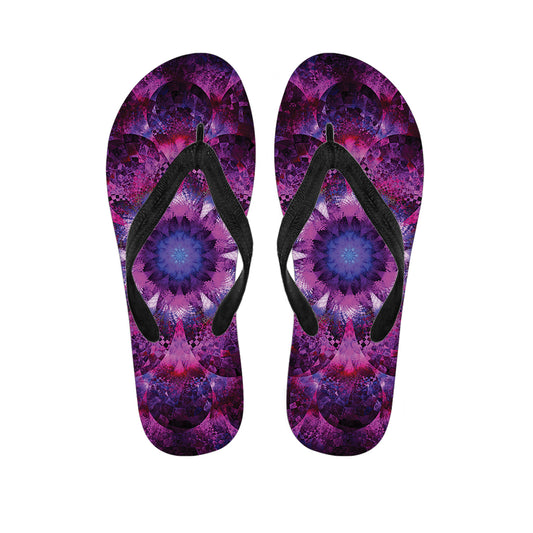 Purple Mandala Flower Print Flip Flops