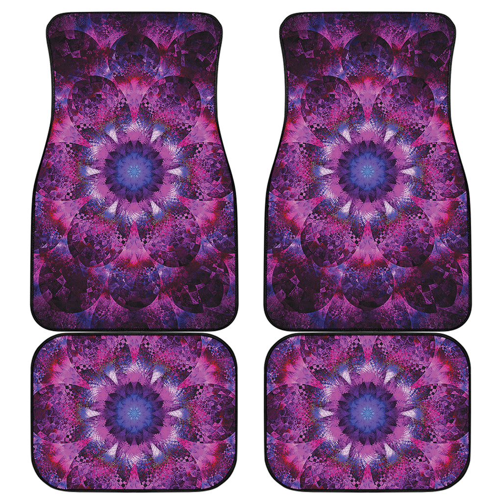 Purple Mandala Flower Print Front and Back Car Floor Mats
