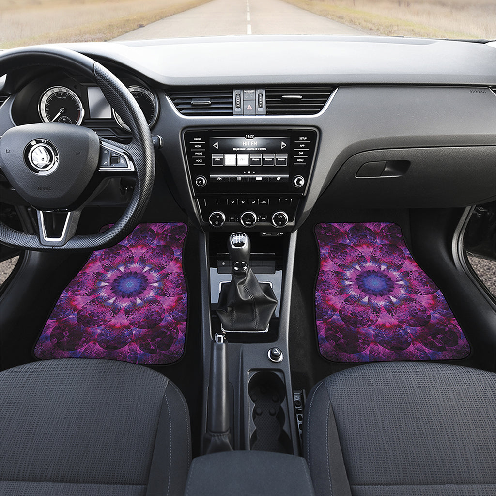 Purple Mandala Flower Print Front and Back Car Floor Mats