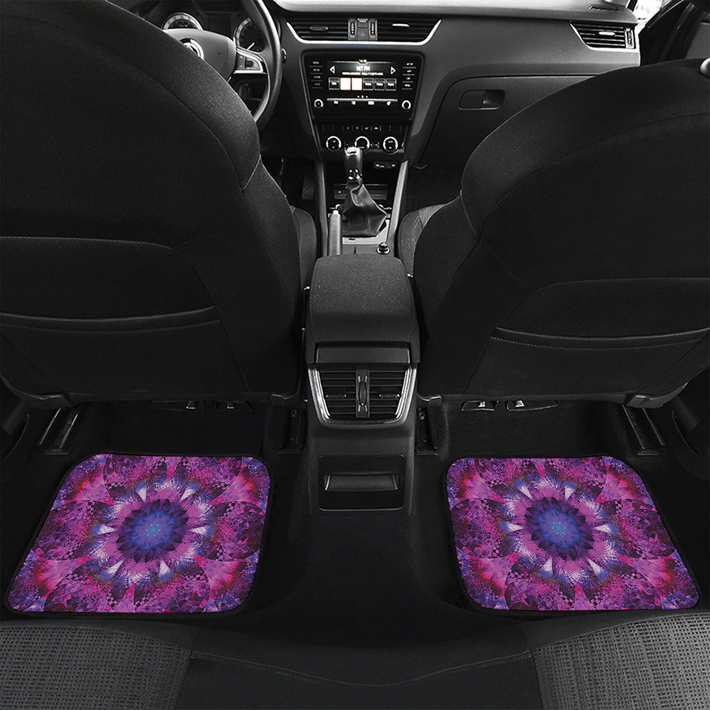 Purple Mandala Flower Print Front and Back Car Floor Mats