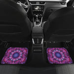Purple Mandala Flower Print Front and Back Car Floor Mats
