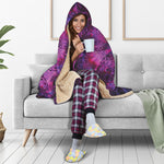 Purple Mandala Flower Print Hooded Blanket