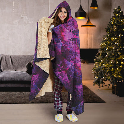 Purple Mandala Flower Print Hooded Blanket