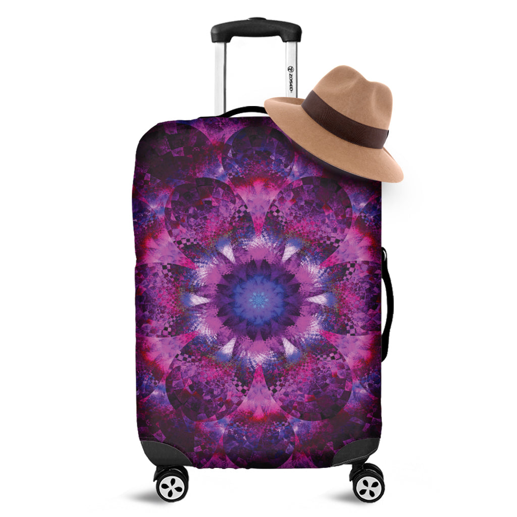 Purple Mandala Flower Print Luggage Cover