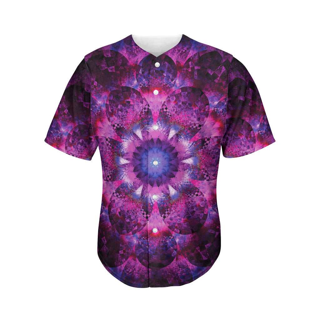 Purple Mandala Flower Print Men's Baseball Jersey