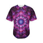 Purple Mandala Flower Print Men's Baseball Jersey