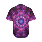 Purple Mandala Flower Print Men's Baseball Jersey
