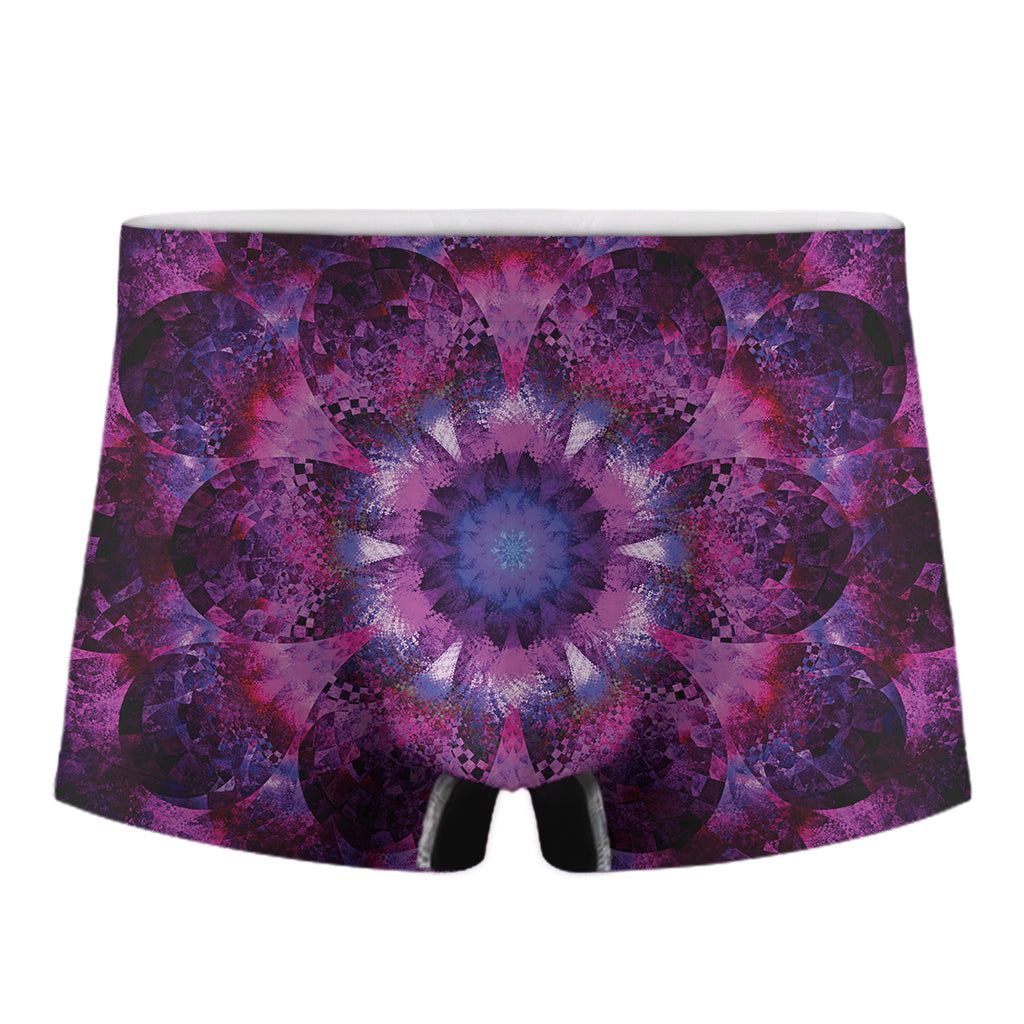 Purple Mandala Flower Print Men's Boxer Briefs