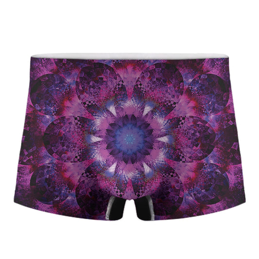 Purple Mandala Flower Print Men's Boxer Briefs