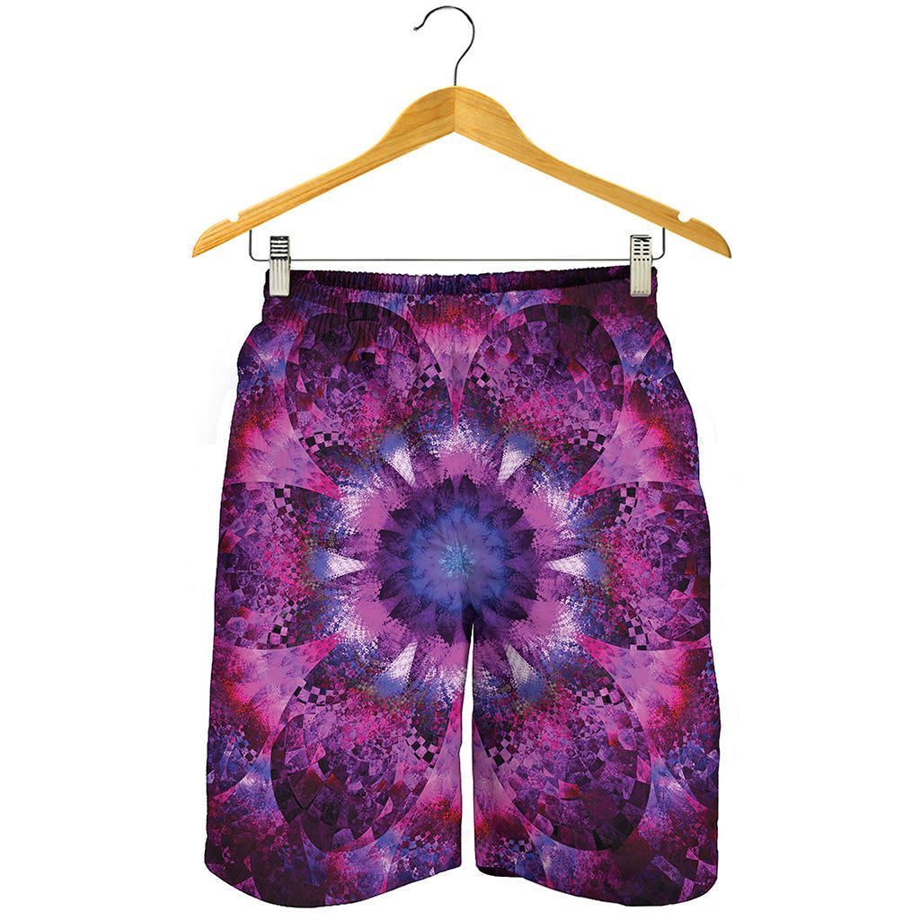 Purple Mandala Flower Print Men's Shorts