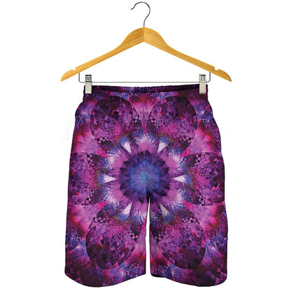 Purple Mandala Flower Print Men's Shorts