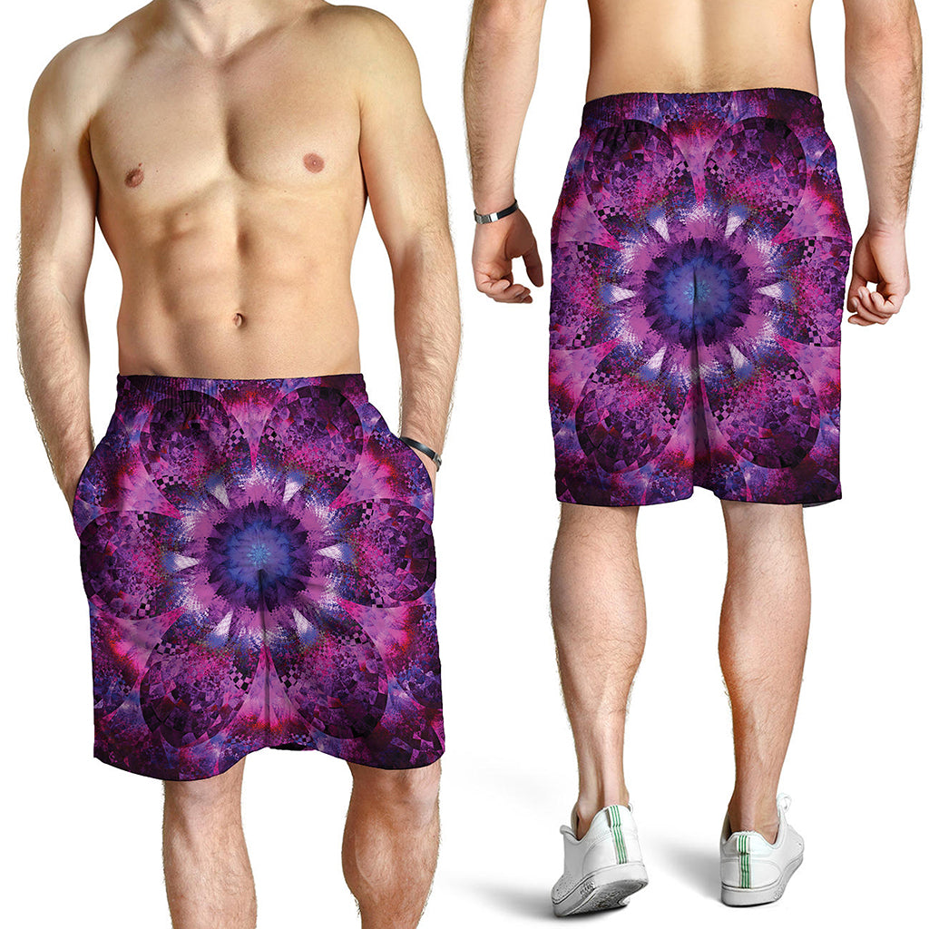 Purple Mandala Flower Print Men's Shorts