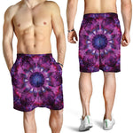 Purple Mandala Flower Print Men's Shorts