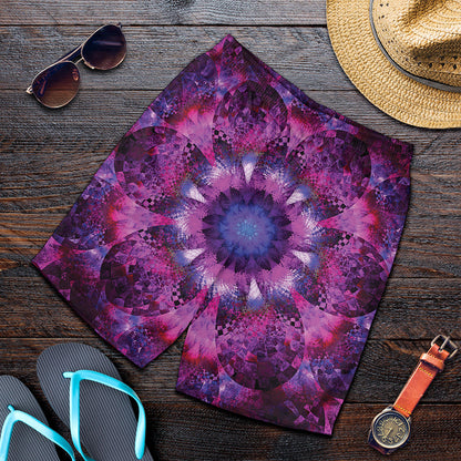 Purple Mandala Flower Print Men's Shorts