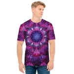 Purple Mandala Flower Print Men's T-Shirt