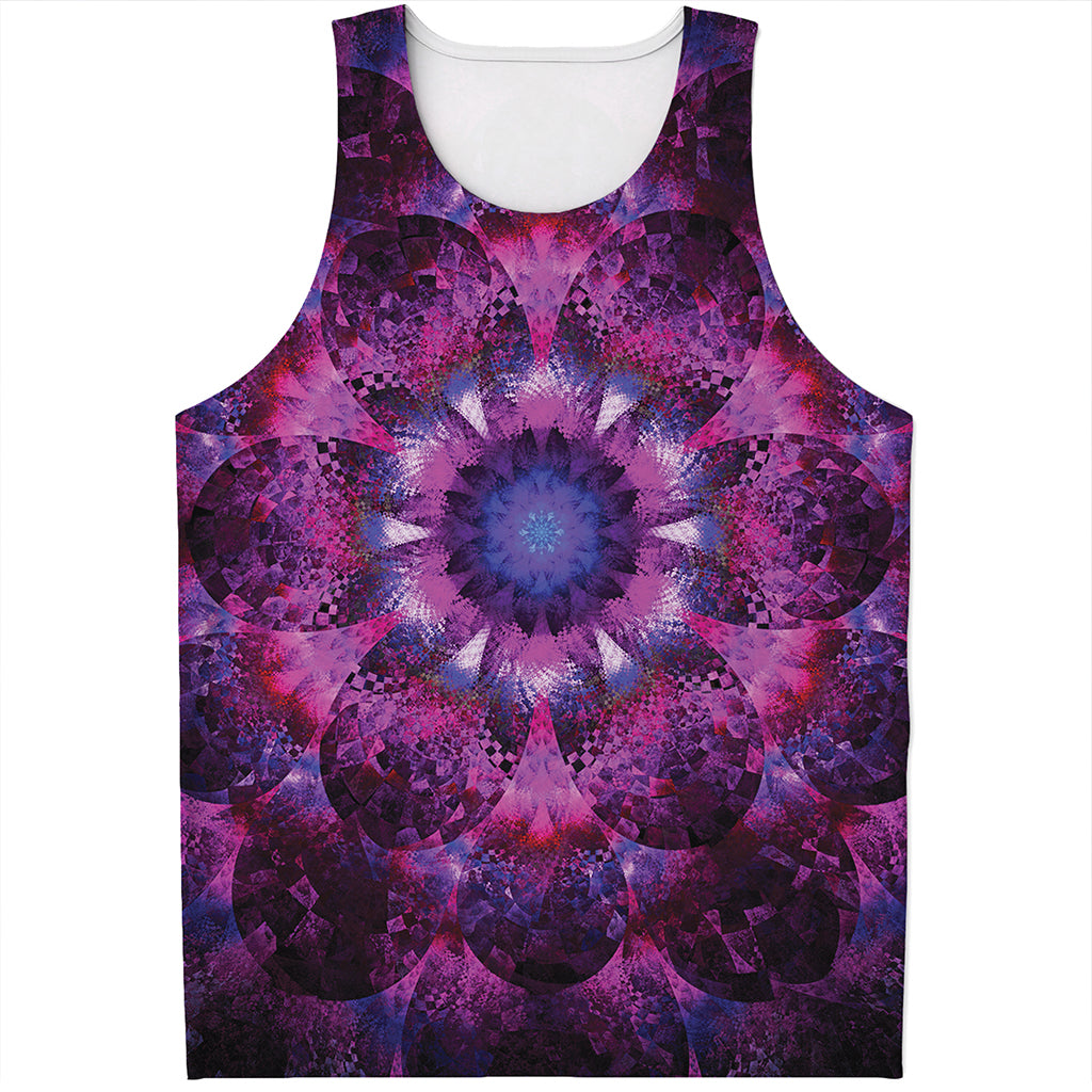 Purple Mandala Flower Print Men's Tank Top