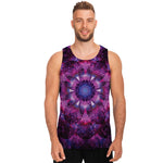 Purple Mandala Flower Print Men's Tank Top