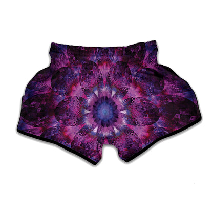 Purple Mandala Flower Print Muay Thai Boxing Shorts