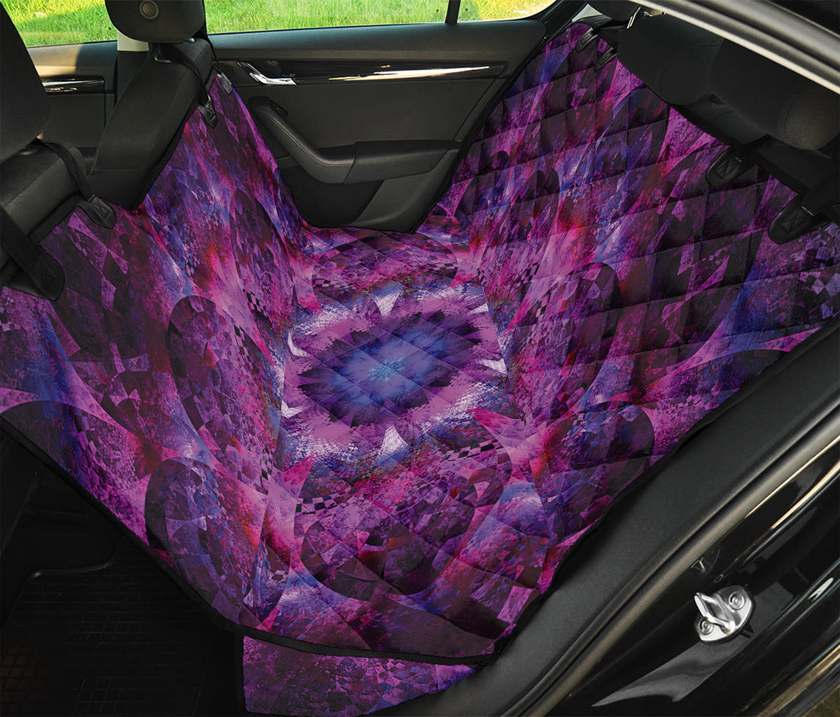 Purple Mandala Flower Print Pet Car Back Seat Cover
