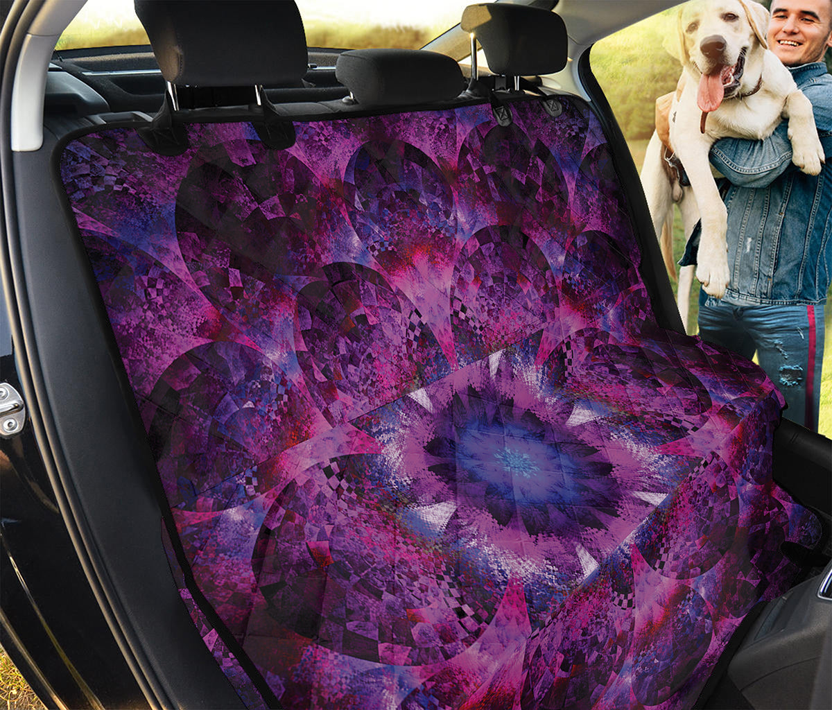 Purple Mandala Flower Print Pet Car Back Seat Cover