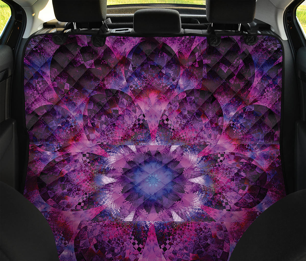 Purple Mandala Flower Print Pet Car Back Seat Cover