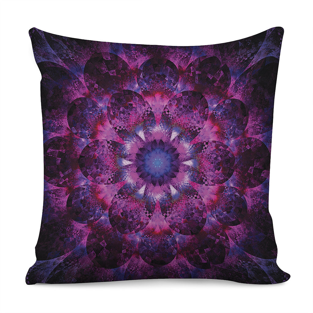 Purple Mandala Flower Print Pillow Cover